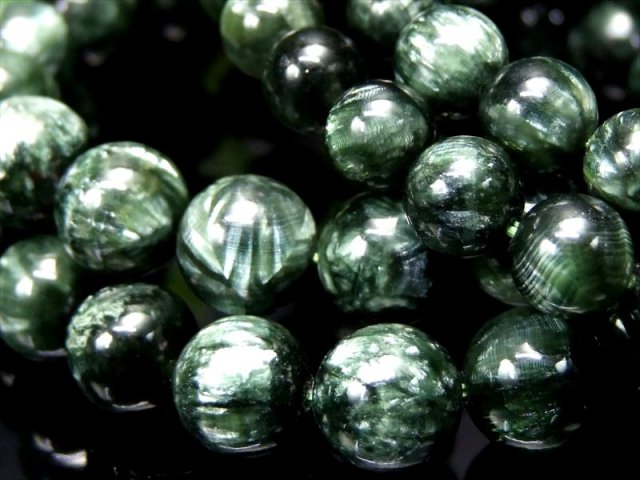 セラフィナイト 斜緑泥石 ブレスレット 11.5mm-12mm×18珠前後 神秘的で高貴な美しさ 人生に平穏を与える石 ロシア産 -s