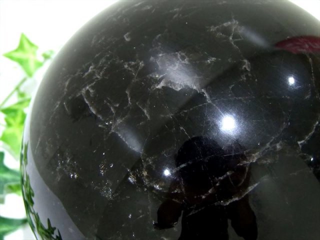 特大サイズ 漆黒の丸玉 モリオン 黒水晶 丸玉 台座付き 重さ約3270g 