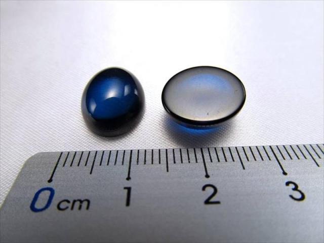極上 5A サファイアブルーアンバー(天然琥珀)カボション 縦約16mm 厚さ 