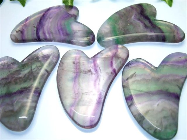 集中つぼ押しハート型 レインボーフローライト かっさプレート 縦約