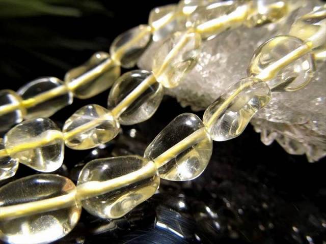 レモンクォーツ タンブル 連 粒サイズ約5mm-8mm 一連 約38-40cm 高品質入荷 お買い得タンブル連 ブラジル産 パワーストーン 天然石