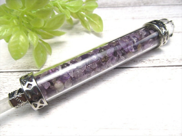 選べる9種類 さざれ入り マジックワンド型 ペンダントトップ 全長約