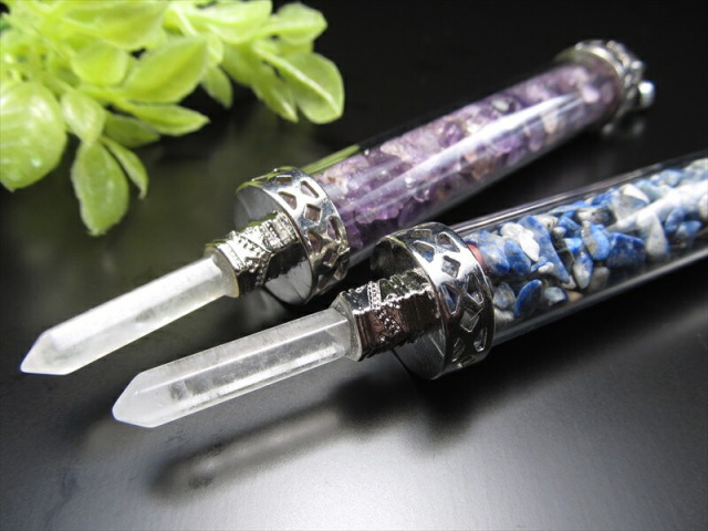 選べる9種類 さざれ入り マジックワンド型 ペンダントトップ 全長約