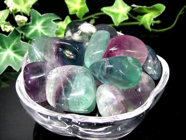 レインボーフローライト(蛍石) タンブル 詰め合わせ 200g 幅約15mm  