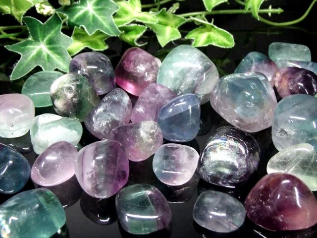 レインボーフローライト(蛍石) タンブル 詰め合わせ 200g 幅約15mm  