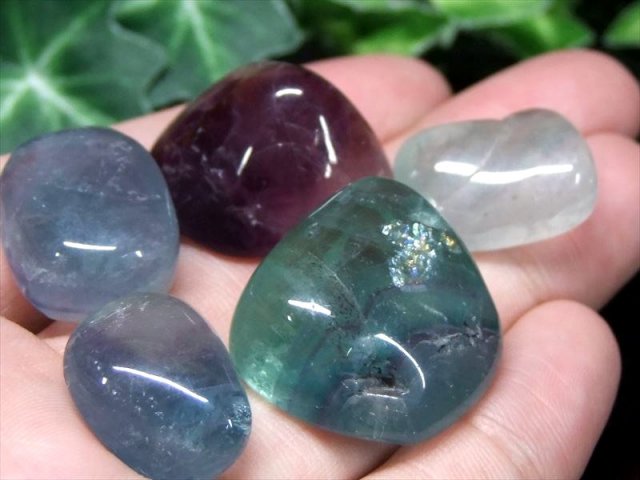 レインボーフローライト(蛍石) タンブル 詰め合わせ 200g 幅約15mm  