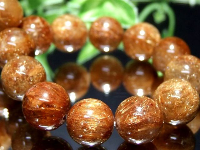 3種のルチル ゴールド&ブラウン&ブロンズ MIXルチルクォーツ ブレスレット 11mm-12ミリ×18珠 一点もの ブラジル産