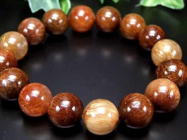 ブラウンルチル 13mm 天然石ブレスレット ☆ 【ルチルクォーツ