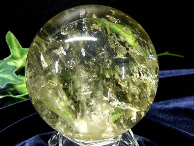 AAA級【金運UP】★天然シトリン丸玉YTB85D1/338D02C 金運アップ‼️虹入りマダガスカル産 天然シトリン丸玉 貫入水晶かも❔