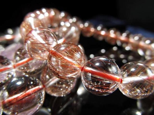 透明感抜群 AA+ レッドルチルクォーツ ブレスレット 約8.5mm×22珠前後