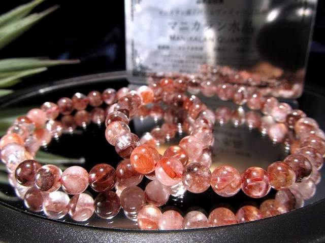 レッドタイプ マニカランクォーツ ブレスレット 6.5mm×29珠前後 パワースポットの最高峰ヒマラヤ山脈 ギャランティカード付き