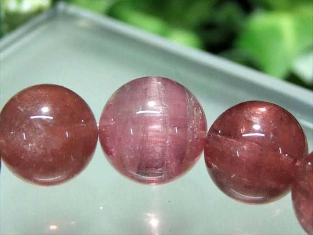 店頭展示中 キャッツアイ珠あり S級 ルベライト(ピンクトルマリン) ブレスレット 9mm-9.5mm×21珠 電気石 超透明 10月の誕生石