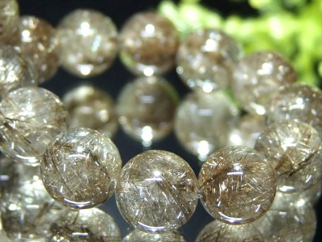 樹木のように広がる立体針状結晶 5A シルバールチルクォーツ ブレスレット 9mm-9.5mm×21珠 ビジネスのお守りに ブラジル産 sai bl-