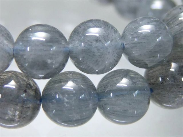 AA+ ブルールチル インディゴライト サゲニティック入り水晶 ブレスレット 10.5mm-11mm×20珠前後 落ち着きある希少な藍色針 ストレス鎮静ルチル