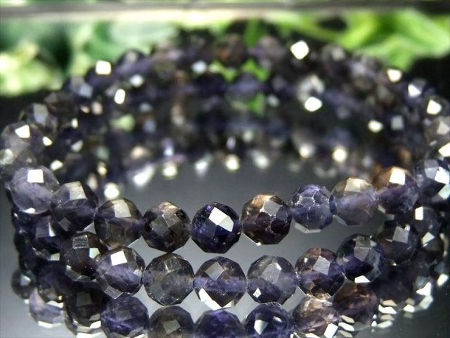ウォーターサファイア!【アイオライト カットブレスレット】6mm-6.5mm