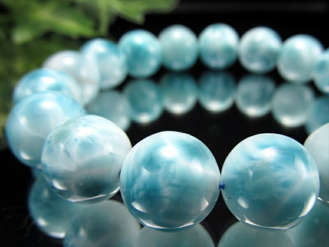美しい水面模様 4A ラリマー ブルーペクトライト ブレスレット 12mm 