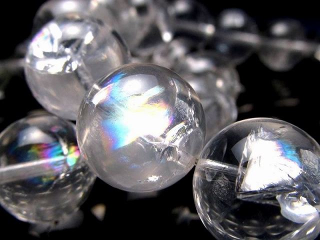 ○透明感抜群【アイリスクォーツ（虹入り水晶）ブレスレット