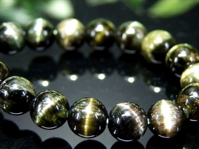 全珠キャッツアイ 4A+ グリーンキャッツアイ トルマリン ブレスレット 6mm-6.5mm×29珠 希少 激レア 透明キャッツアイヴェルデライト（電気石） ブラジル産