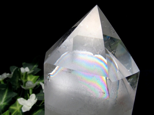 虹入り 立体ホワイトファントム 水晶 ポイント 高さ約137mm 重さ870g 透明感抜群 浄化 インテリア 一点もの ブラジル産 パワーストーン 天然石