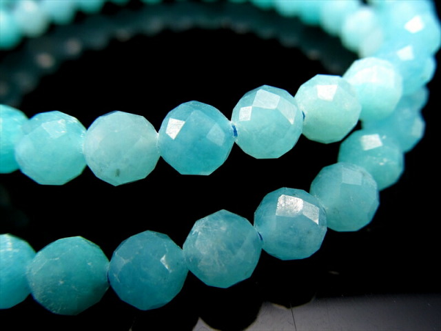 【アマゾナイト カット ブレスレット】5mm-5.5mm×34珠前後 キラキラ輝くカット 希望の石 ホープストーン【ロシア産】