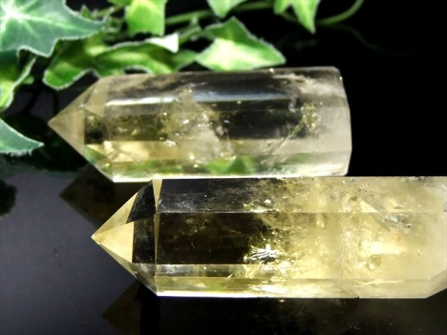 超透明 グラデーション系 4A シトリン ポイント 六角柱 重さ 100-120g