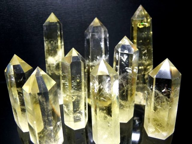 超透明 グラデーション系 4A シトリン ポイント 六角柱 重さ 40-60g 商売繁盛のお守りに 中には希少な虹入りも ブラジル産 パワーストーン 天然石