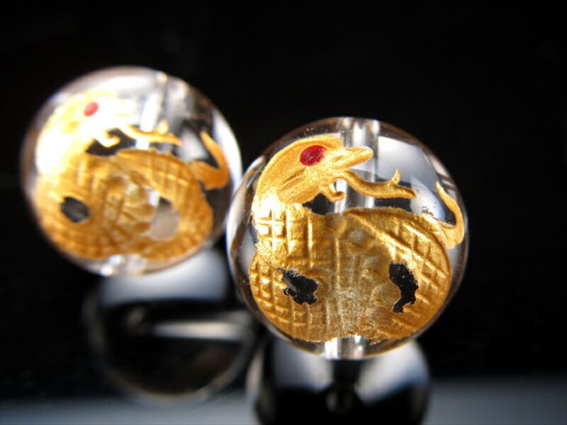 1珠売り 金蛇 素彫り水晶 12mm