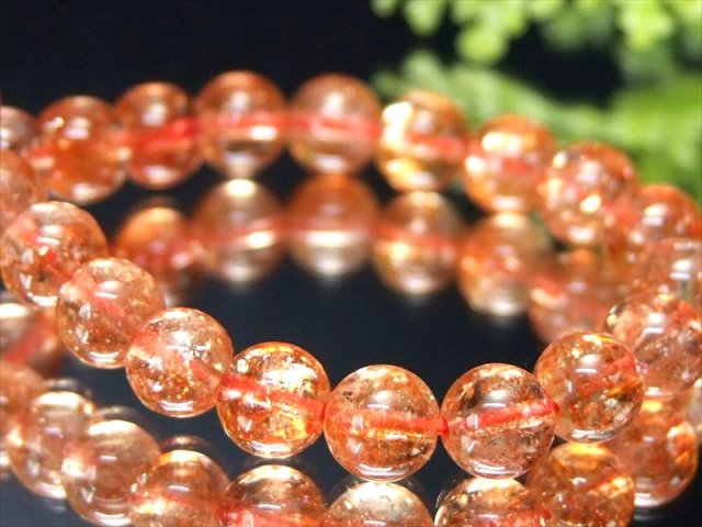 過去最高品質 S級 サンストーン ブレスレット 6mm-6.5mm×31珠 太陽神の象徴 びっしりアベンチュレッセンス ギラギラ 超透明オレンジカラー 1点物