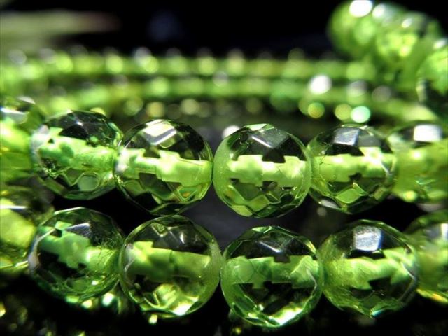 5A グリーンアンバー カット ブレスレット 5mm-5.5mm×33珠前後 発色