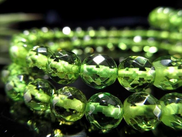 5A グリーンアンバー カット ブレスレット 5mm-5.5mm×33珠前後 発色