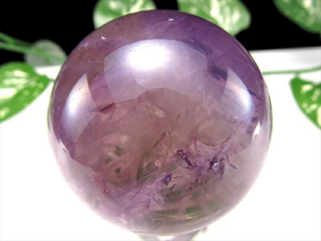 虹入り！ アメトリン 丸玉 台座付き 直径49.7mm 重さ170g 紫黄水晶 透明 愛の守護石 癒しと安らぎの石 一点もの ブラジル産