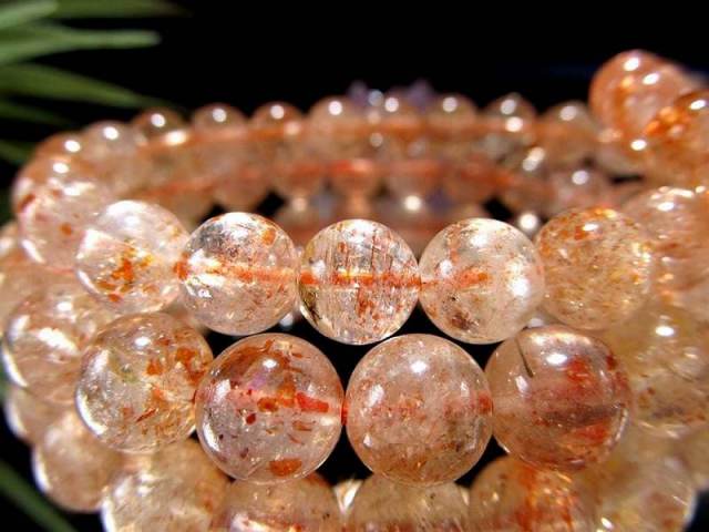 大特価 AA サンストーン ブレスレット 7mm-7.5mm×26珠前後 透明感抜群 煌めくアベンチュレッセンス つやつやオレンジ 勝利の石・太陽神の象徴 インド産