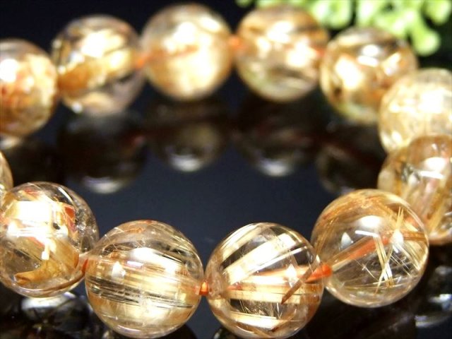 5A 超透明ゴールドタイチンルチル ブレスレット 10.5mm-11mm×19珠 