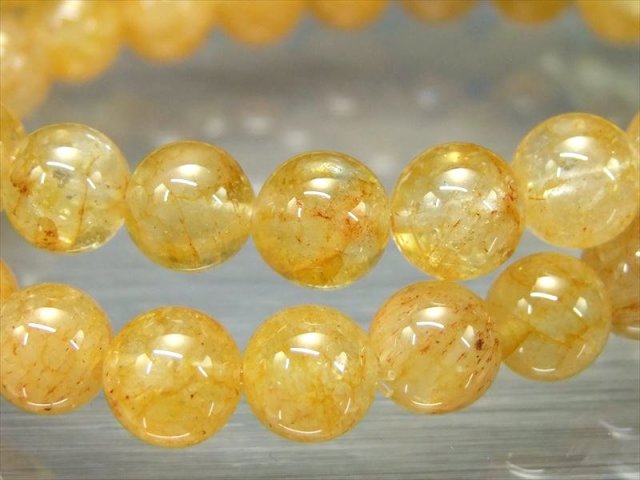 ゴールデンカラートパーズ ブレスレット 8mm-8.5mm×23珠前後 11月の誕生石 希少 輝く黄金色 トパーズ 黄玉 ブラジル産