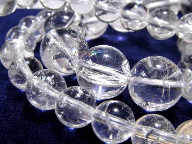 きらきらクラック&虹入りも 約6.5mm前後珠 マニカランクォーツ 一連 約38-40cm パワースポットの最高峰ヒマラヤ山脈 ギャランティカード付き