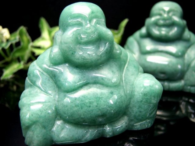 ●【アベンチュリン 布袋様 彫刻置物】約195-230ｇ 天然石彫り 置物 風水やインテリアに 弥勒菩薩（ミロクボサツ） ホテイ ほてい 布袋さん