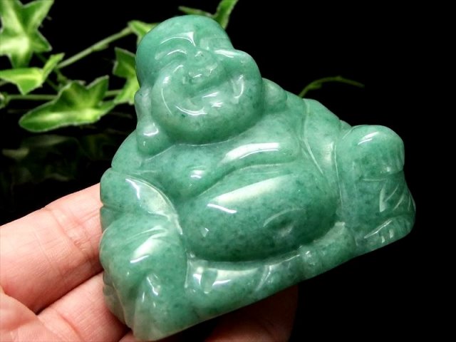 ○【アベンチュリン 布袋様 彫刻置物】約195-230g 天然石彫り 置物 
