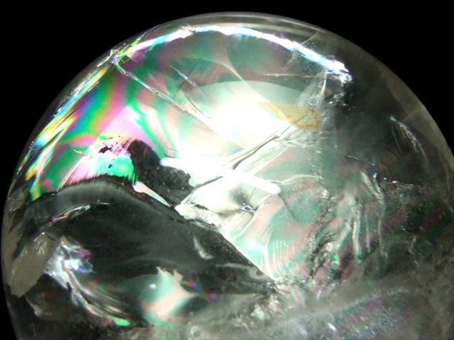 店頭展示中 超透明 大玉 5A級 天然水晶 虹入り 丸玉 台座付き φ97.0mm 重さ 1244g 極上 レインボー水晶 レインボー丸玉