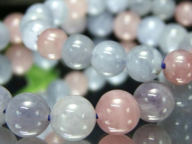 大珠 AA+ ブルーローズクォーツ ブレスレット 14mm-14.5mm×15珠前後 発色要因不明の新種鉱物 超希少 艶光沢抜群 美と愛の女神の石 マダガスカル産