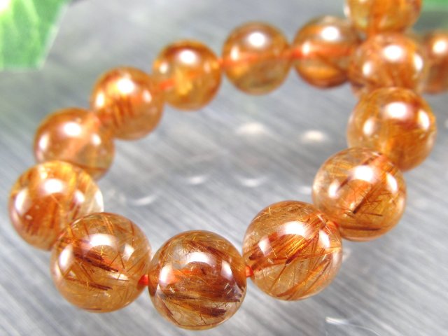 4A タイガールチルクォーツ ブレスレット 7.5mm-8mm×24珠 アンティークゴールド タイチン ブラウンゴールド針も ブラジル産 sai