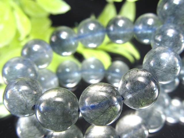 5A ブルールチル インディゴライト サゲニティック クォーツ ブレスレット 8mm-8.5mm×23珠 希少 ストレス鎮静ルチル 濃密藍針水晶 厳選1点物 ブラジル産