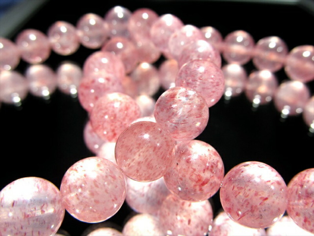 ピンクエピドート・シスト マンガノエピドートシスト ブレスレット 7mm-7.5mm×24珠前後 別名 アフリカンストロベリー 幸福感を得る石 タンザニア産