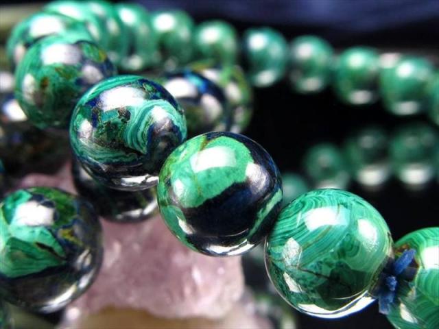 高品質　コンゴ産　アズロマラカイト　ブレスレット　天然石　アズライト　マラカイト アズライトマラカイト ブレスレット 7mm-7.5mm×26珠前後 高品質！濃色