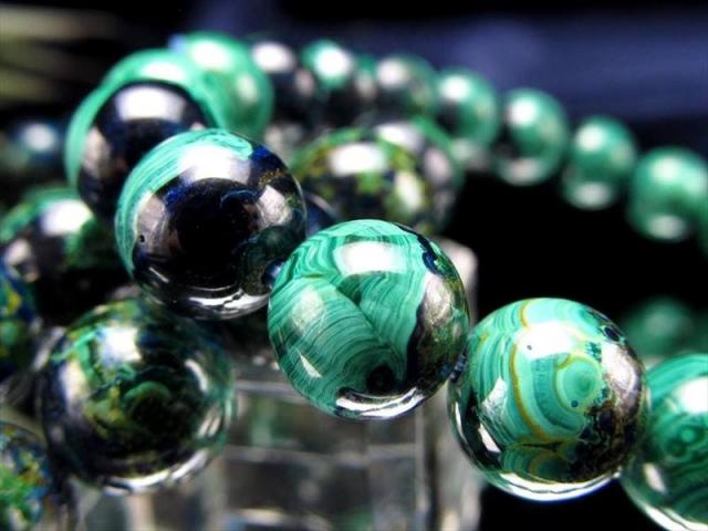 高品質　コンゴ産　アズロマラカイト　ブレスレット　天然石　アズライト　マラカイト アズライトマラカイト ブレスレット 7mm-7.5mm×26珠前後 高品質！濃色