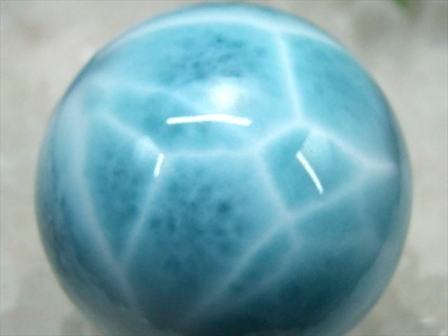 バイヤー厳選 水面のような模様が美しい 4A 極上ラリマー ブルーペクトライト 丸玉 K9台座付き 重さ 45.8g φ 31.5mm ドミニカ共和国産 パワーストーン 天然石