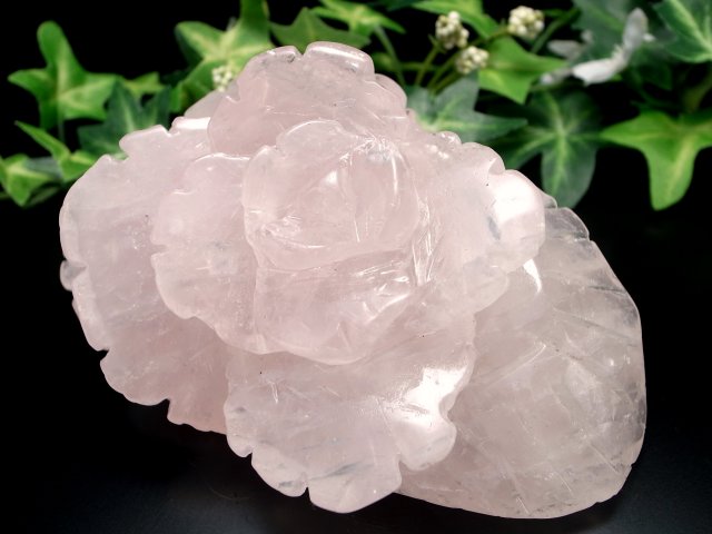 恋愛成就最高の組み合わせ ローズクォーツ 薔薇 彫刻 置物 高さ