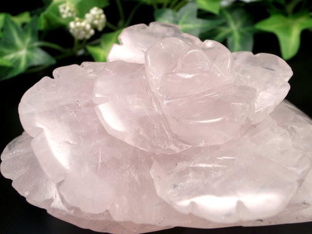 恋愛成就最高の組み合わせ ローズクォーツ 薔薇 彫刻 置物 高さ