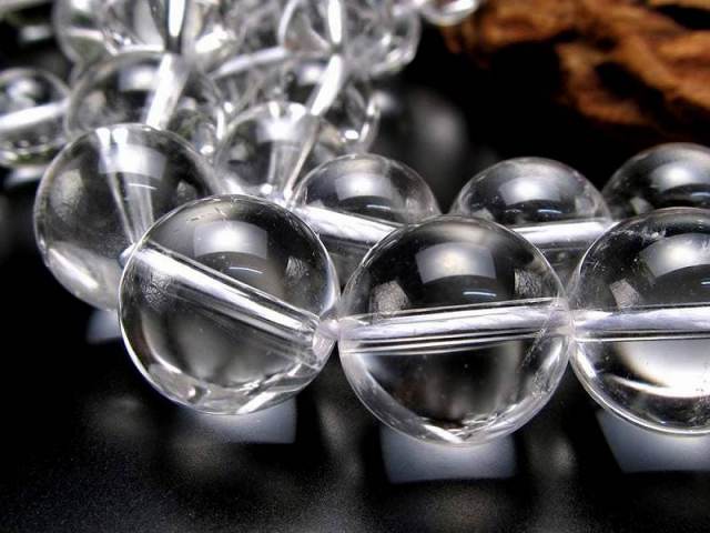 激安宣言 天然石 AAA 約10mm珠 サシ入り 天然水晶 クリスタル 一連 約