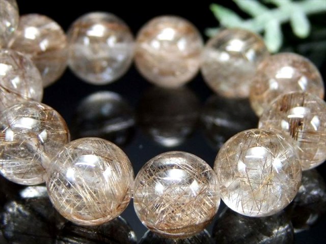 ●極上透明 4A【シルバールチルクォーツ ブレスレット】10mm-10.5mm×19珠 煌き抜群 繊細シルバー針 水晶と針の絶妙バランス ビジネスのお守りに 一点もの【ブラジル産】【bl-p-g】sai