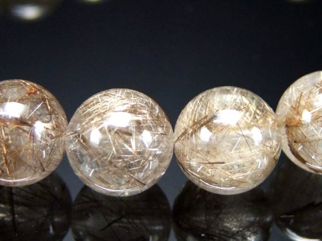 極上透明4A シルバールチルクォーツ ブレスレット 10mm-10.5mm×19珠 煌き抜群 繊細シルバー針 水晶と針の絶妙バランス ビジネスのお守りに 一点もの